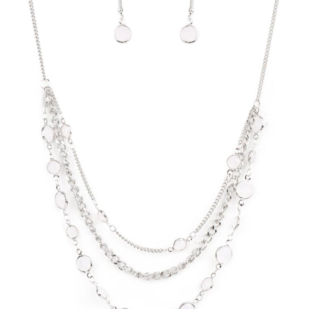 Goddess Getaway - White Necklace and Earrings Set